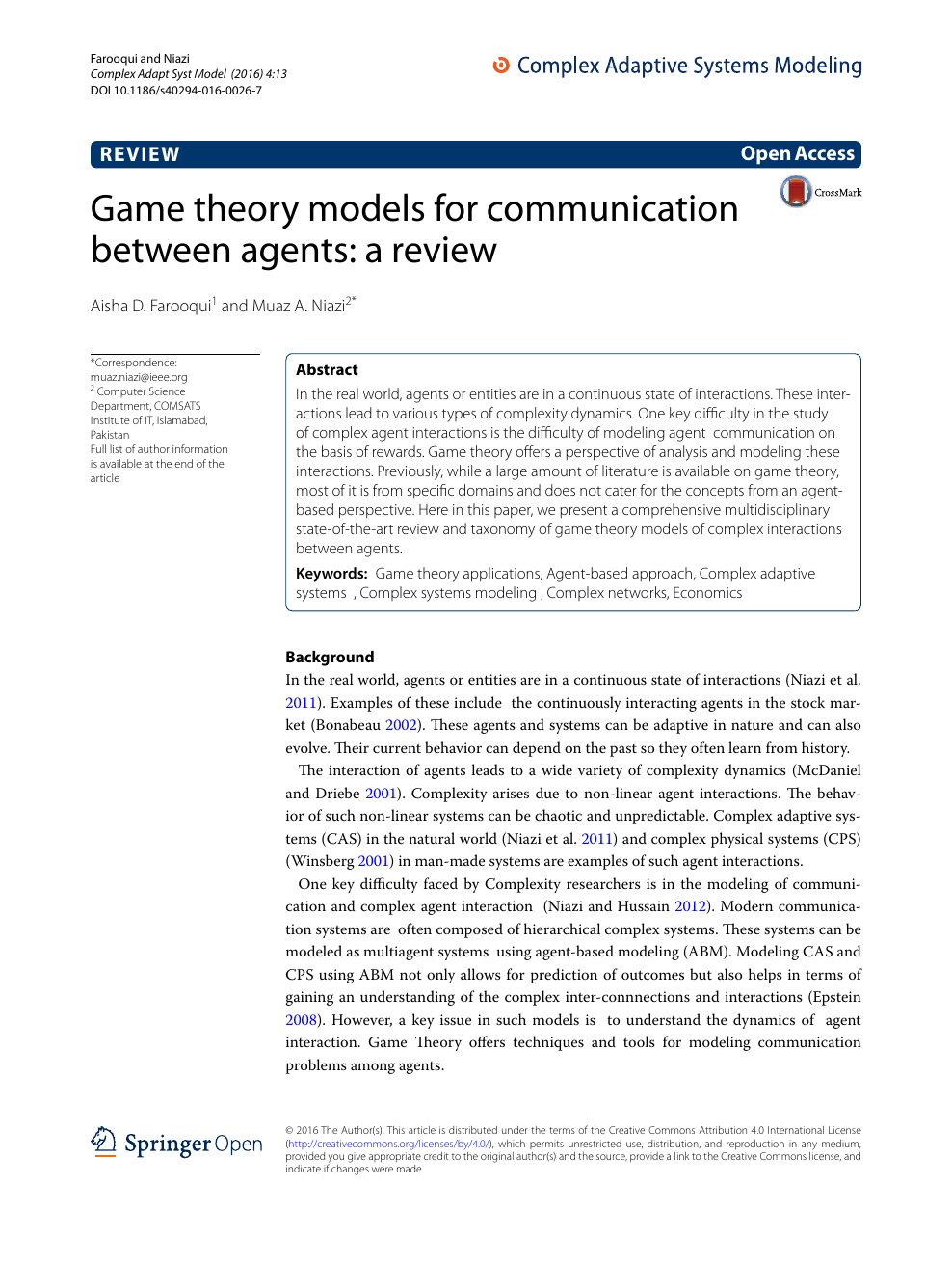 Game theory models for communication between agents: a review