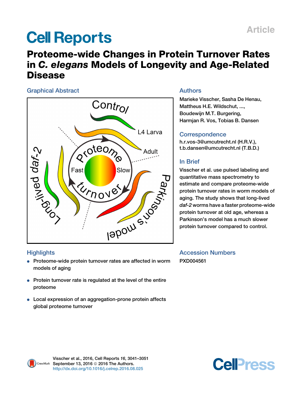 Proteome Wide Changes In Protein Turnover Rates In C Elegans Models Of Longevity And Age Related Disease Topic Of Research Paper In Biological Sciences Download Scholarly Article Pdf And Read For Free On