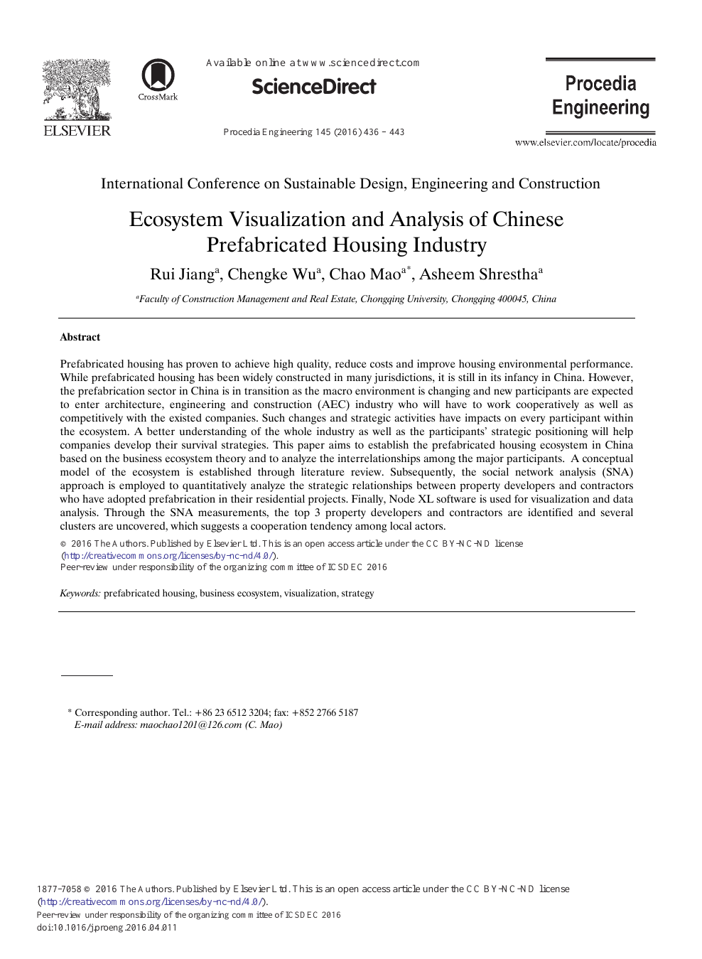 Ecosystem Visualization And Analysis Of Chinese Prefabricated Housing Industry Topic Of Research Paper In Economics And Business Download Scholarly Article Pdf And Read For Free On Cyberleninka Open Science Hub