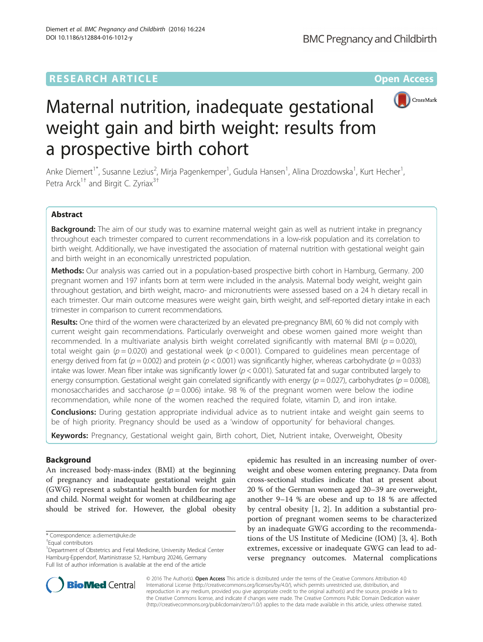 Maternal Nutrition Inadequate Gestational Weight Gain And Birth