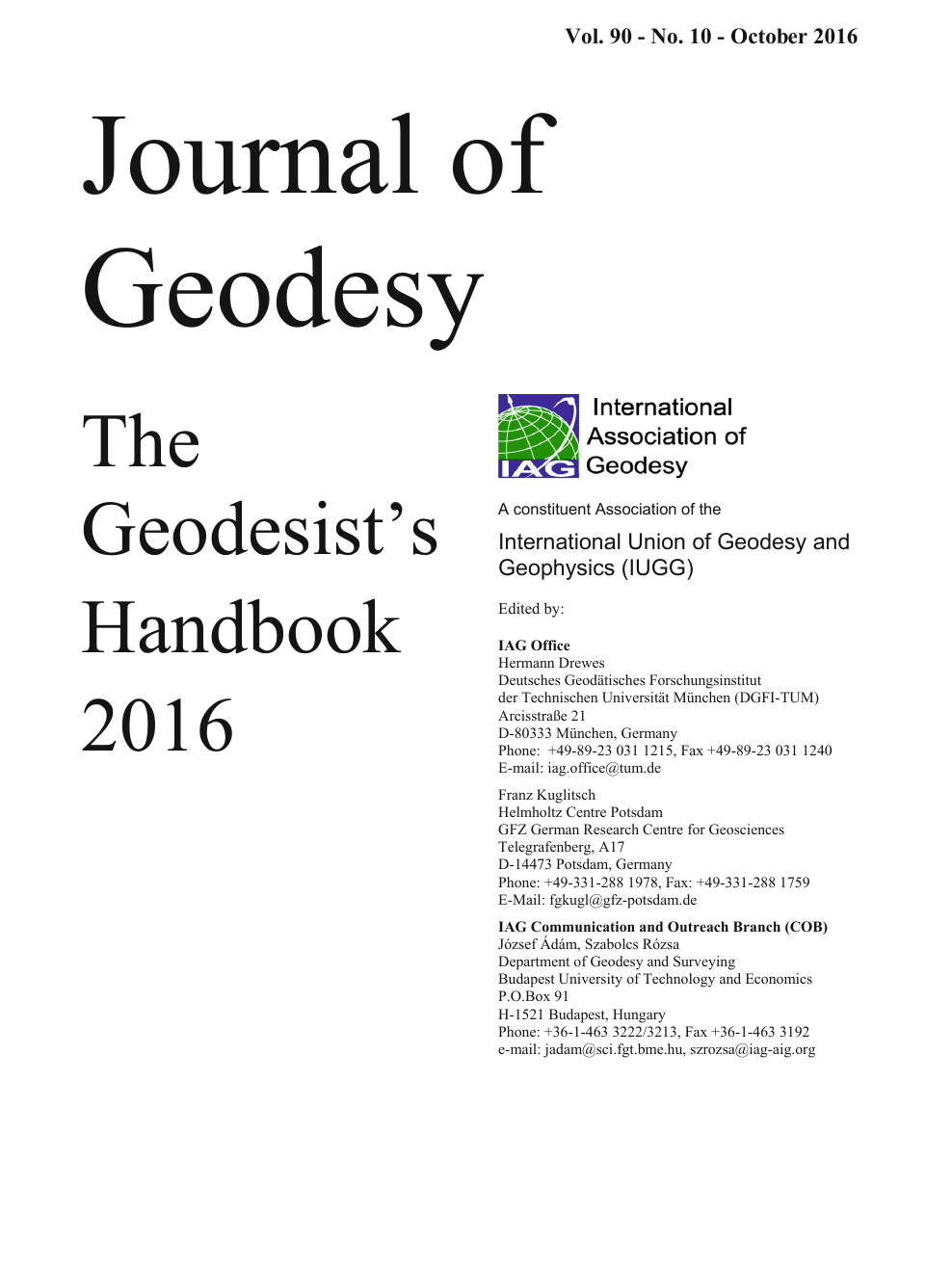 The Geodesist's Handbook 2016 – topic of research paper in Earth 