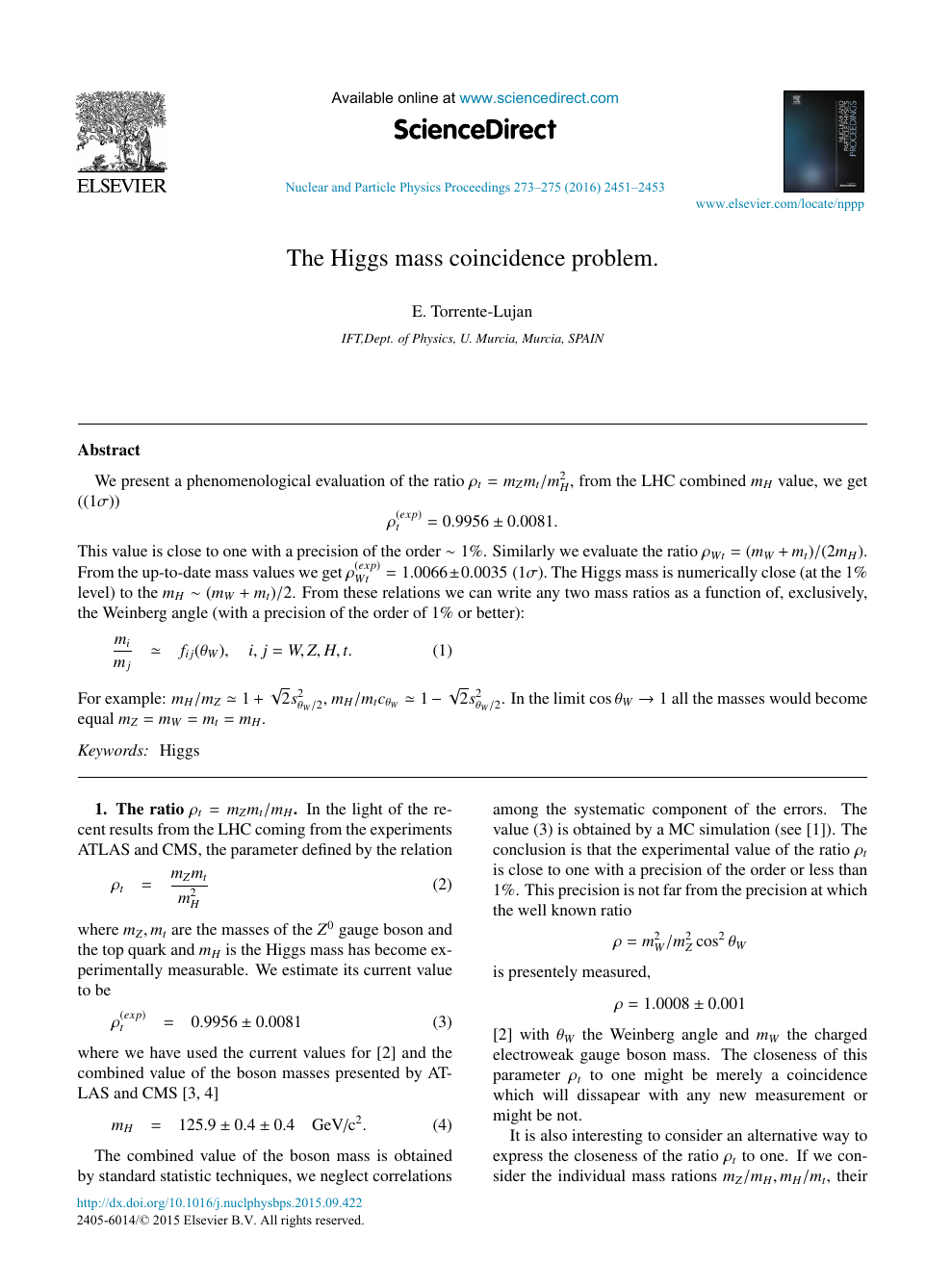The Higgs Mass Coincidence Problem Topic Of Research Paper In Physical Sciences Download Scholarly Article Pdf And Read For Free On Cyberleninka Open Science Hub