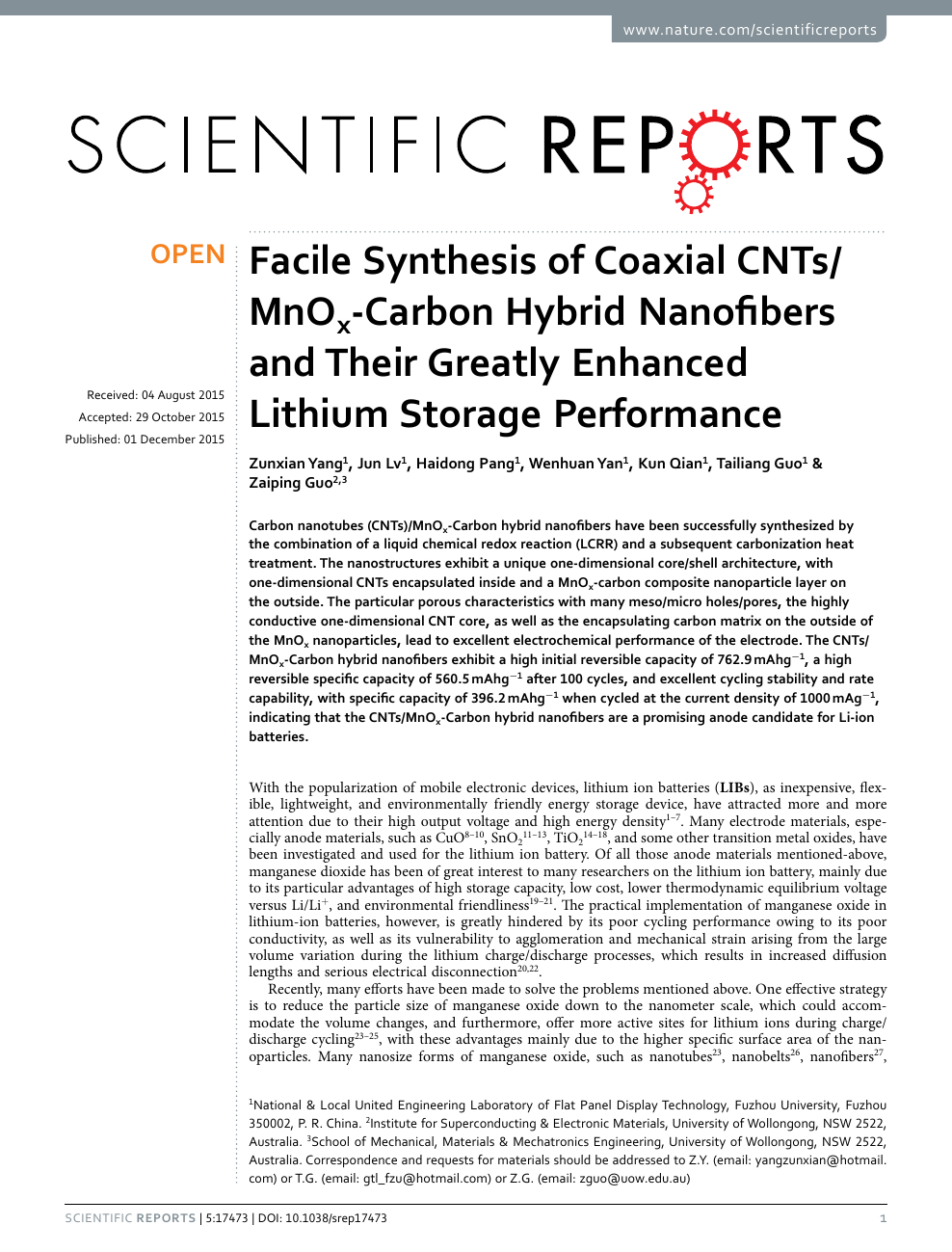 Facile Synthesis Of Coaxial Cnts Mnox Carbon Hybrid Nanofibers And Their Greatly Enhanced Lithium Storage Performance Topic Of Research Paper In Nano Technology Download Scholarly Article Pdf And Read For Free On Cyberleninka Open