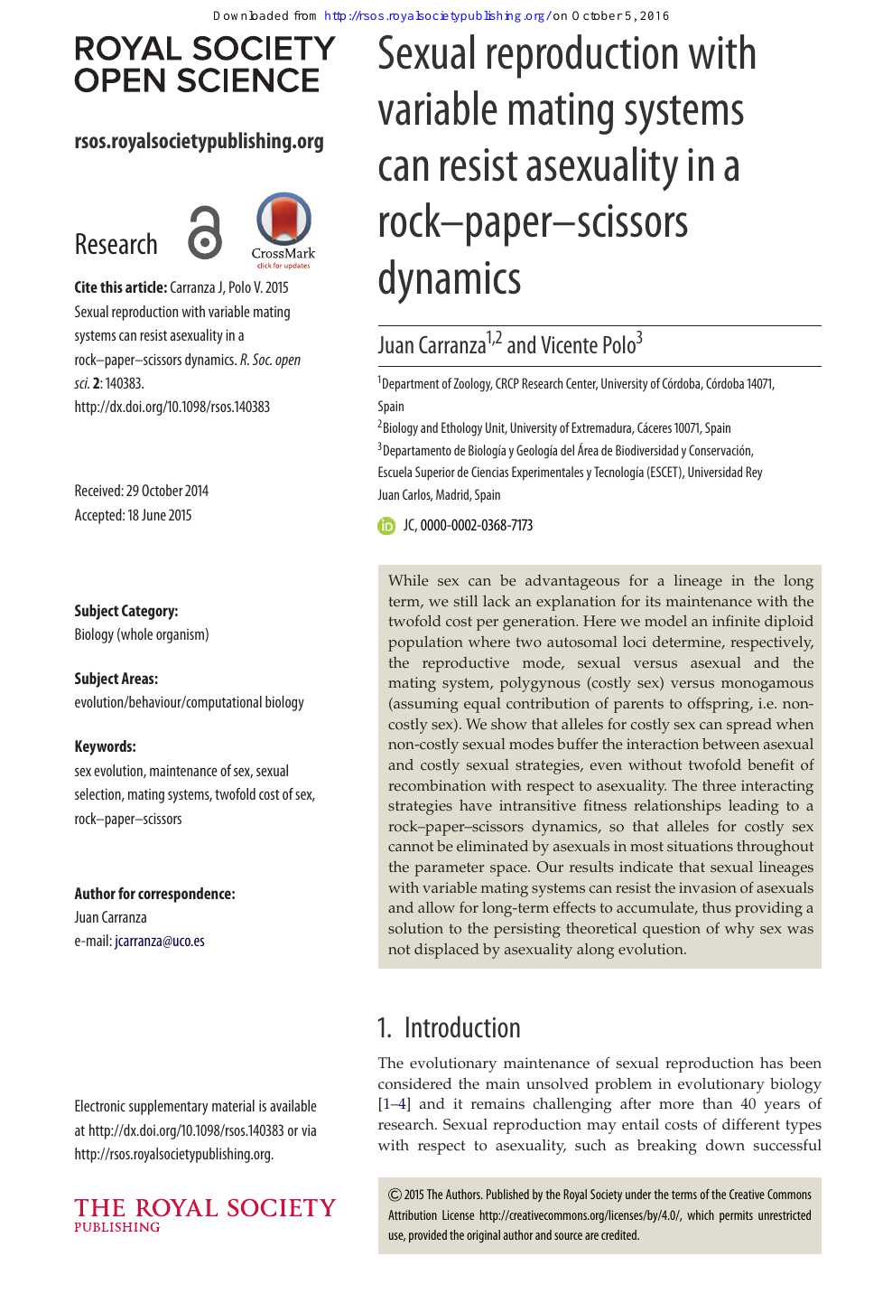 Rock-paper-scissors may explain evolutionary 'games' in nature