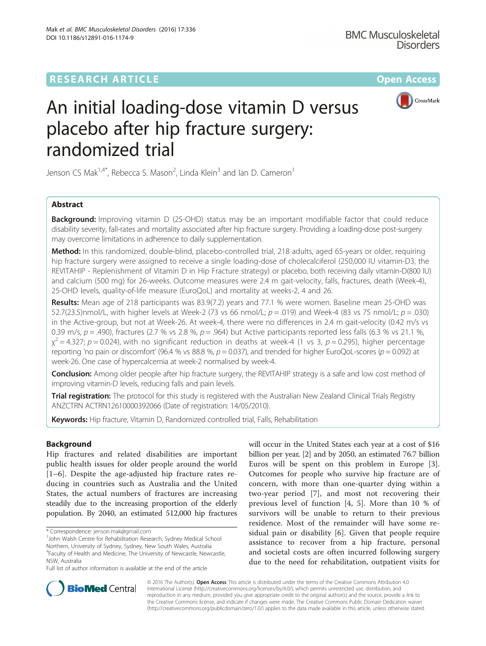 An initial loading-dose vitamin D versus placebo after hip