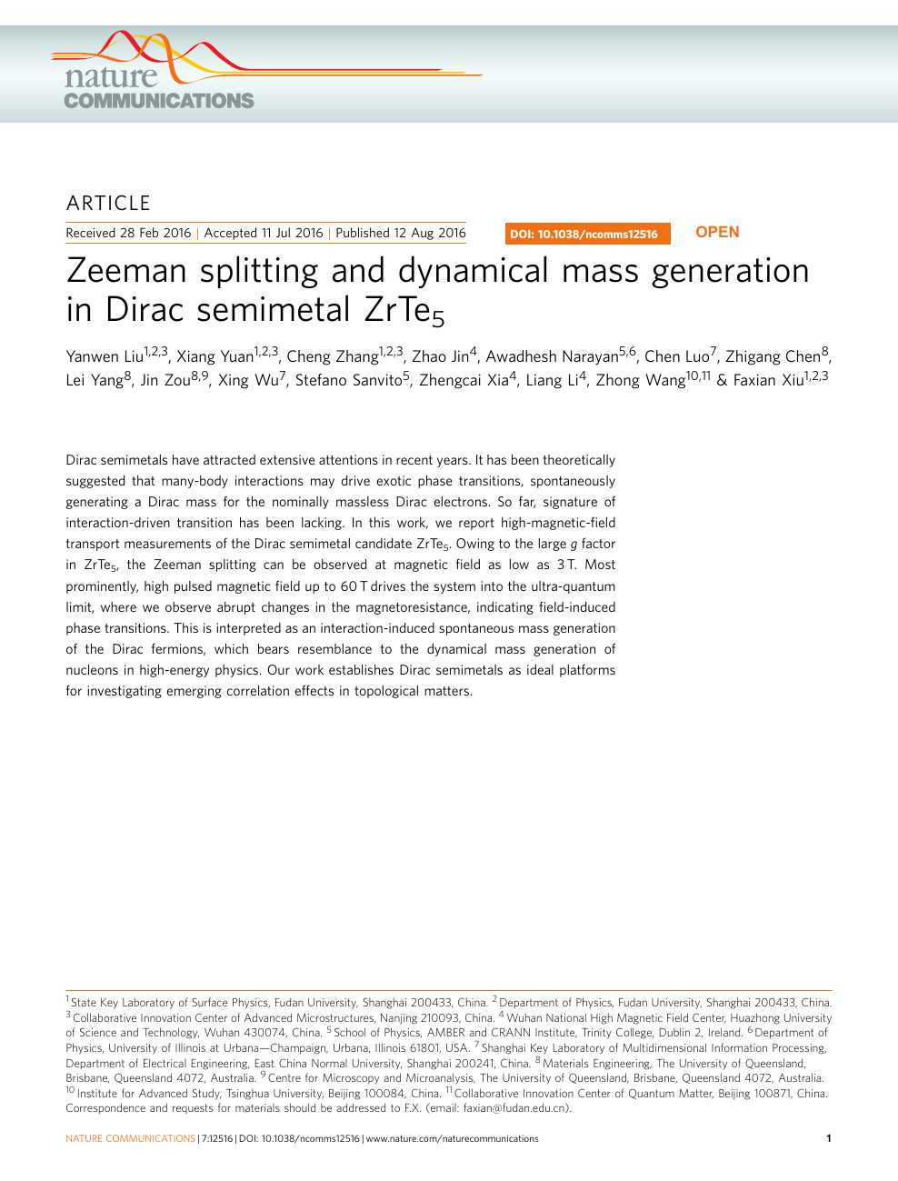 Zeeman Splitting And Dynamical Mass Generation In Dirac Semimetal Zrte5 Topic Of Research Paper In Nano Technology Download Scholarly Article Pdf And Read For Free On Cyberleninka Open Science Hub