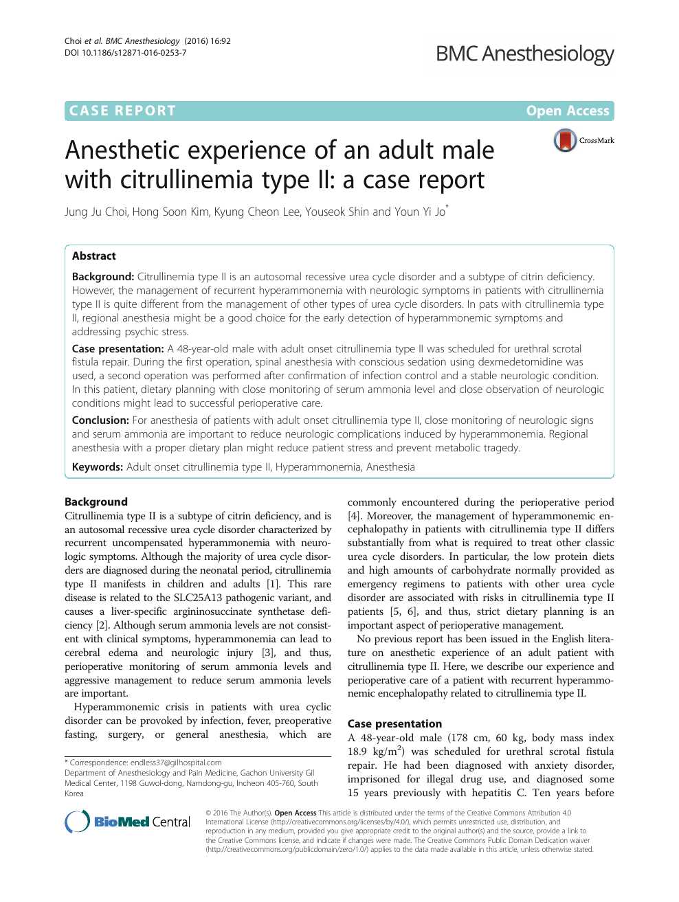 Anesthetic Experience Of An Adult Male With Citrullinemia Type Ii A Case Report Topic Of Research Paper In Clinical Medicine Download Scholarly Article Pdf And Read For Free On Cyberleninka Open