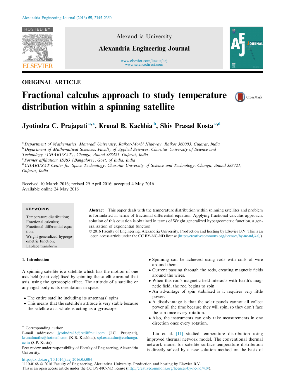 Fractional Calculus Approach To Study Temperature Distribution Within A Spinning Satellite Topic Of Research Paper In Mathematics Download Scholarly Article Pdf And Read For Free On Cyberleninka Open Science Hub