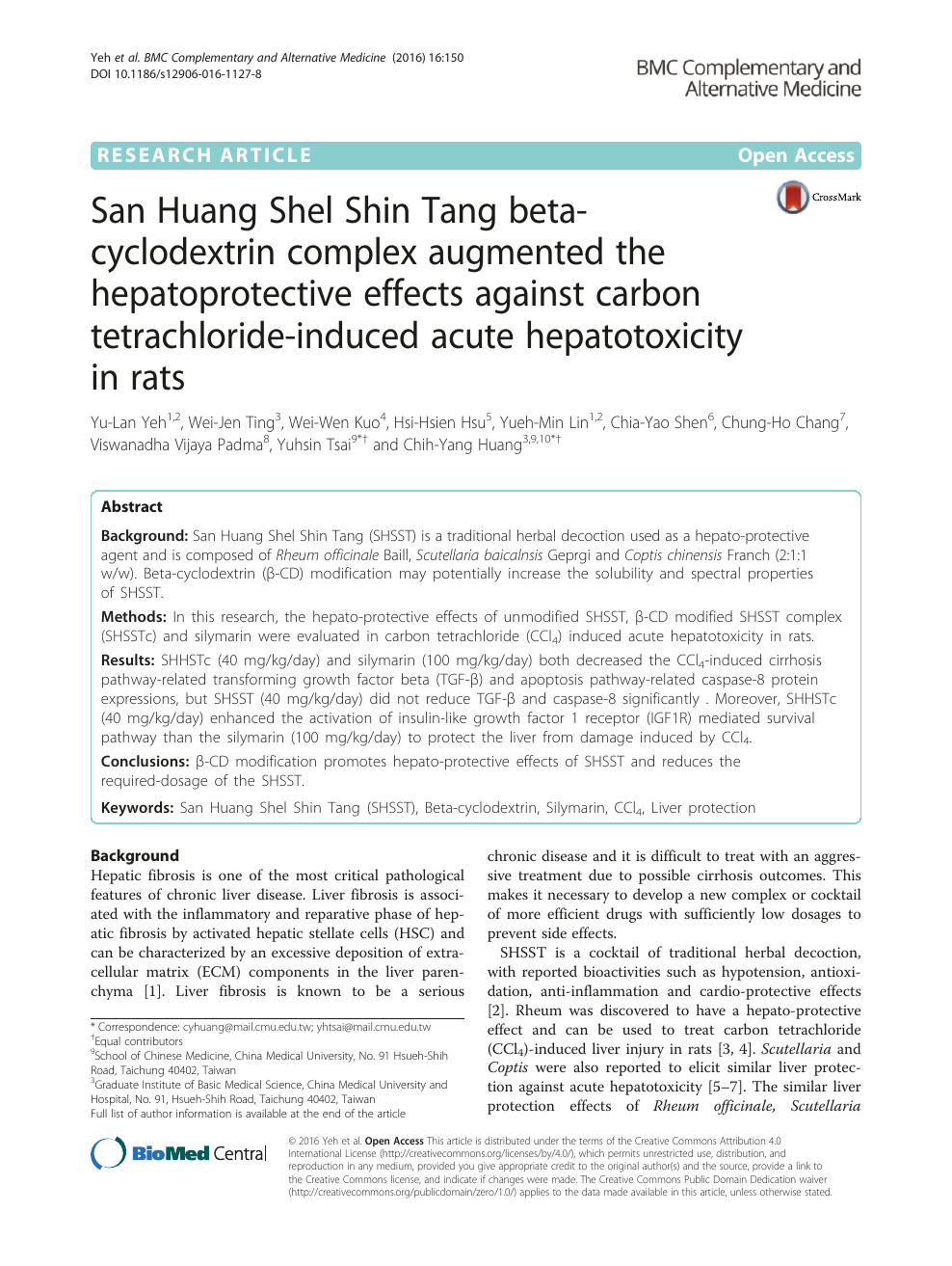 San Huang Shel Shin Tang beta-cyclodextrin complex augmented the