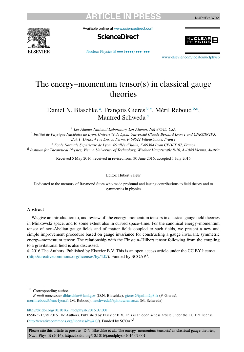 The Energy Momentum Tensor S In Classical Gauge Theories Topic Of Research Paper In Physical Sciences Download Scholarly Article Pdf And Read For Free On Cyberleninka Open Science Hub