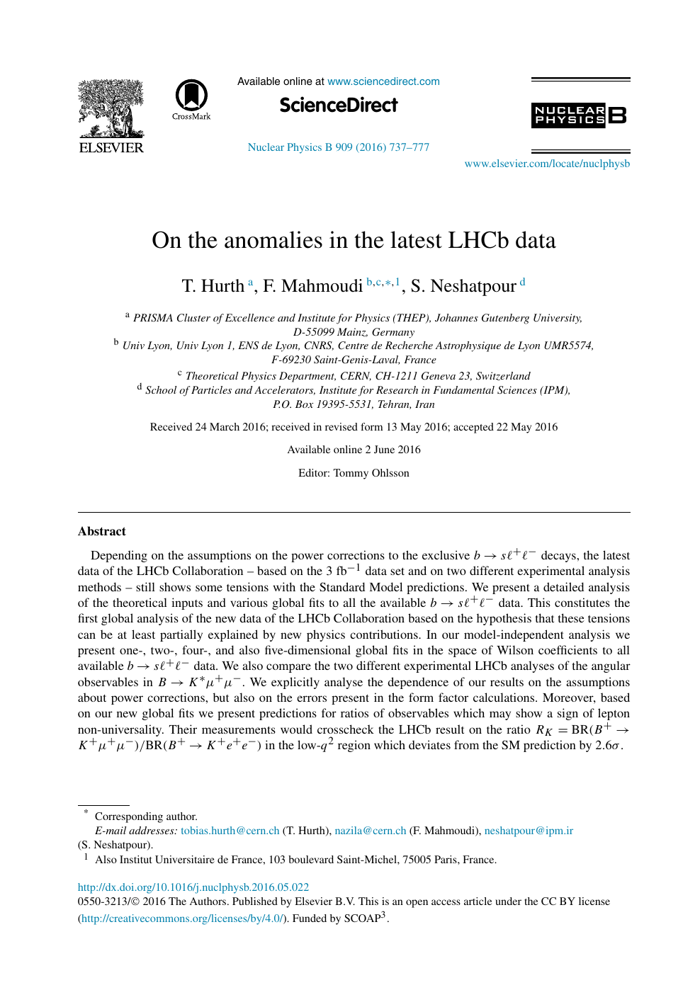 On The Anomalies In The Latest Lhcb Data Topic Of Research Paper In Physical Sciences Download Scholarly Article Pdf And Read For Free On Cyberleninka Open Science Hub