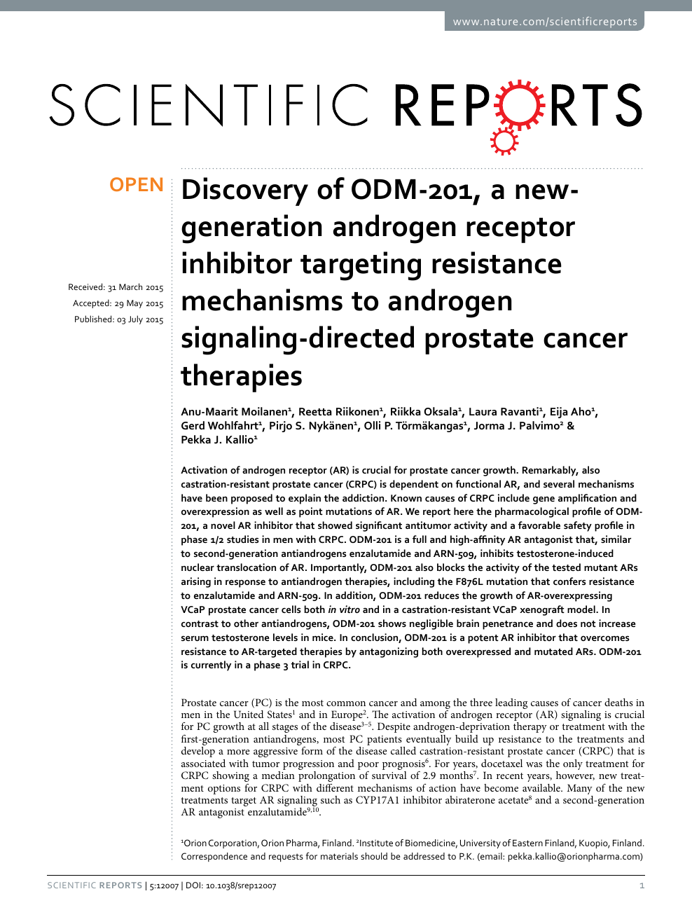 Discovery of ODM-201, a new-generation androgen receptor 