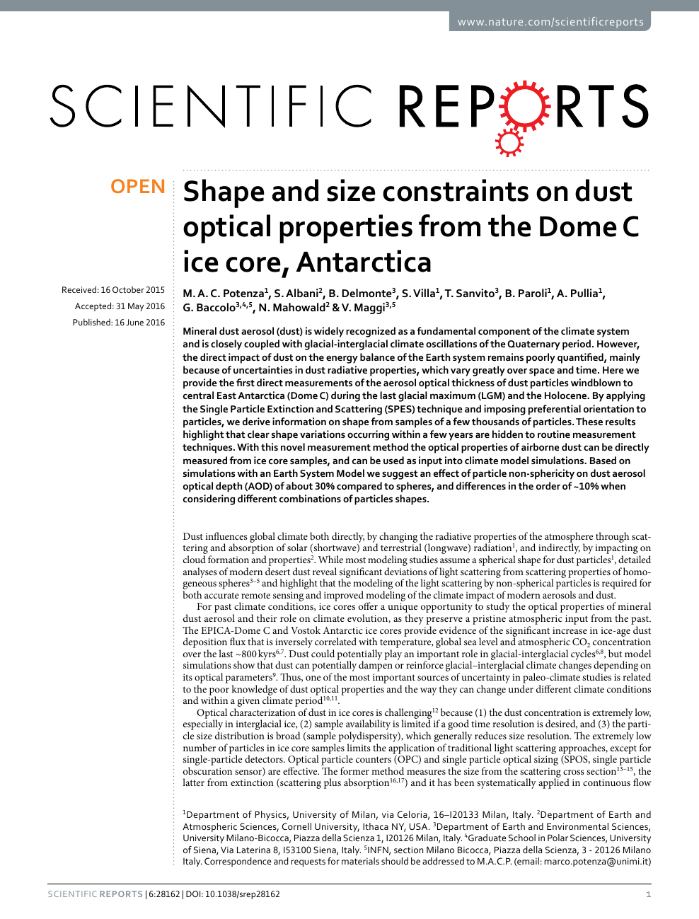 Shape And Size Constraints On Dust Optical Properties From The Dome C Ice Core Antarctica Topic Of Research Paper In Earth And Related Environmental Sciences Download Scholarly Article Pdf And Read