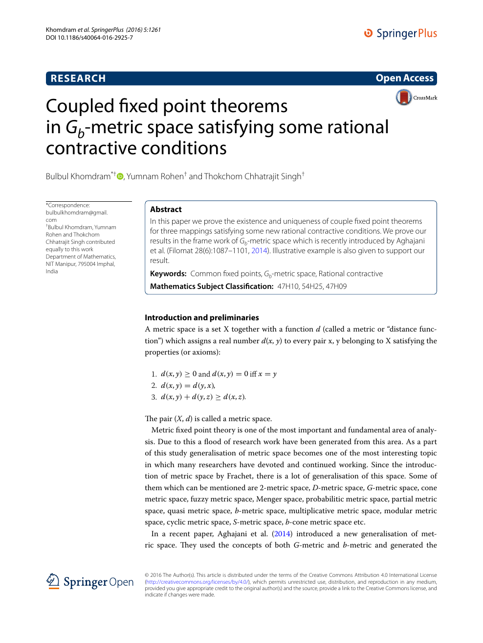 Coupled Fixed Point Theorems In G B Metric Space Satisfying Some Rational Contractive Conditions Topic Of Research Paper In Mathematics Download Scholarly Article Pdf And Read For Free On Cyberleninka Open