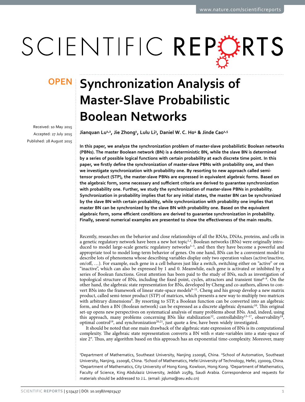 Synchronization Analysis Of Master Slave Probabilistic Boolean Networks Topic Of Research Paper In Mathematics Download Scholarly Article Pdf And Read For Free On Cyberleninka Open Science Hub