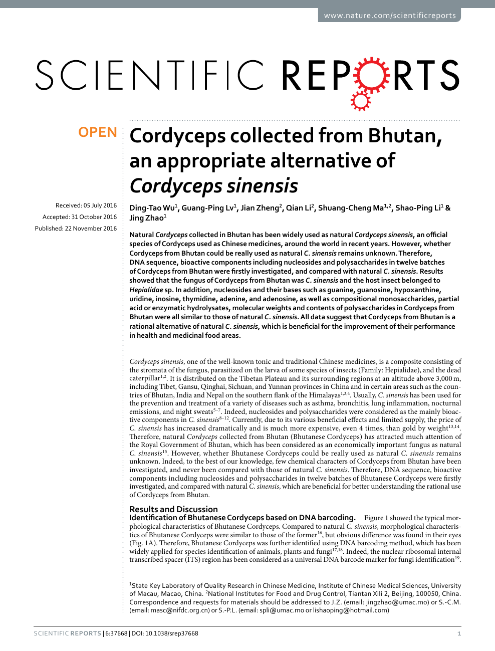 Cordyceps Collected From Bhutan An Appropriate Alternative Of Cordyceps Sinensis Topic Of Research Paper In Biological Sciences Download Scholarly Article Pdf And Read For Free On Cyberleninka Open Science Hub