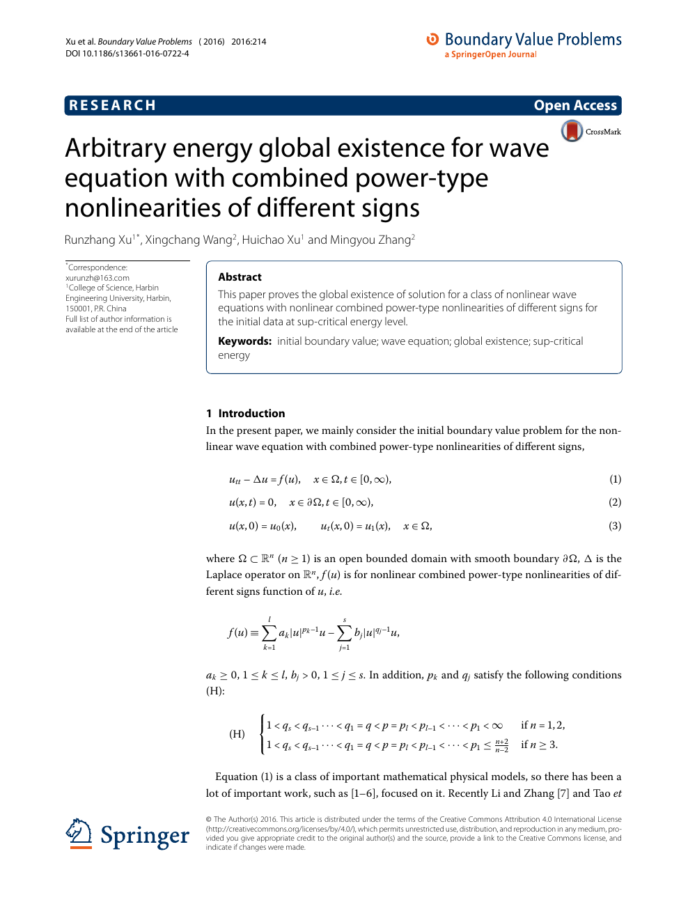 Arbitrary Energy Global Existence For Wave Equation With Combined Power Type Nonlinearities Of Different Signs Topic Of Research Paper In Mathematics Download Scholarly Article Pdf And Read For Free On Cyberleninka Open