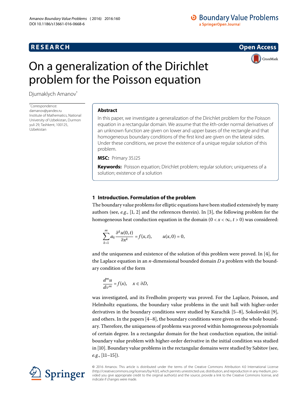 On A Generalization Of The Dirichlet Problem For The Poisson Equation Topic Of Research Paper In Mathematics Download Scholarly Article Pdf And Read For Free On Cyberleninka Open Science Hub