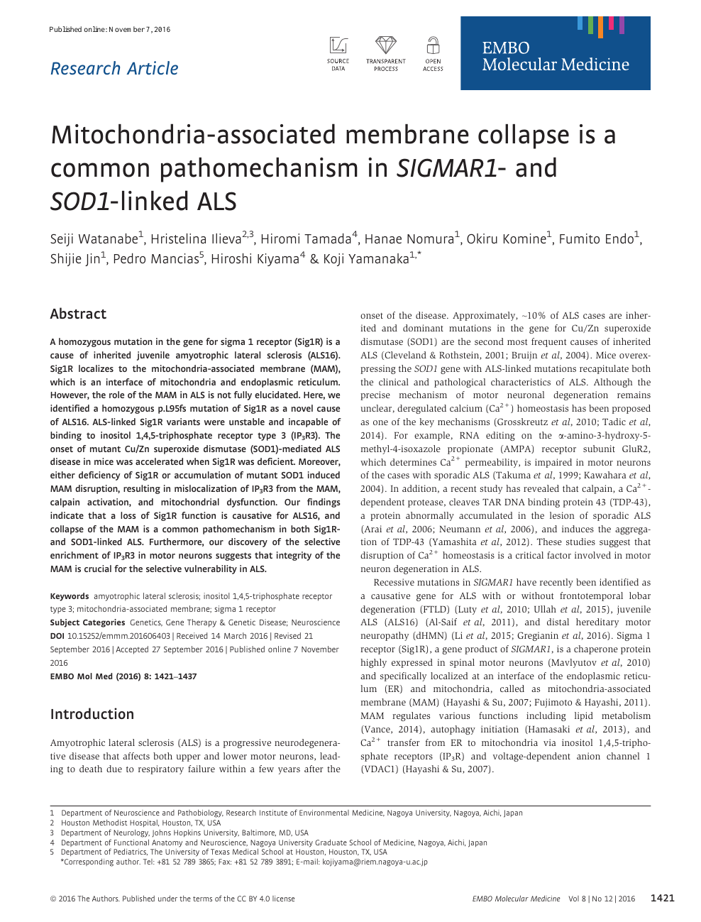 Mitochondria Associated Membrane Collapse Is A Common Pathomechanism In Sigmar1 And Sod1 Linked Als Topic Of Research Paper In Biological Sciences Download Scholarly Article Pdf And Read For Free On Cyberleninka