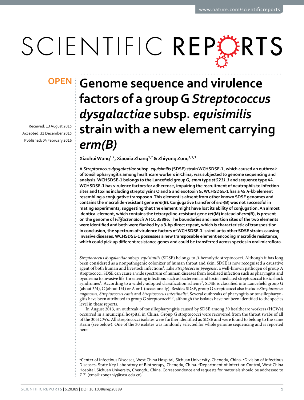 Genome Sequence And Virulence Factors Of A Group G Streptococcus Dysgalactiae Subsp Equisimilis Strain With A New Element Carrying Erm B Topic Of Research Paper In Biological Sciences Download Scholarly Article Pdf