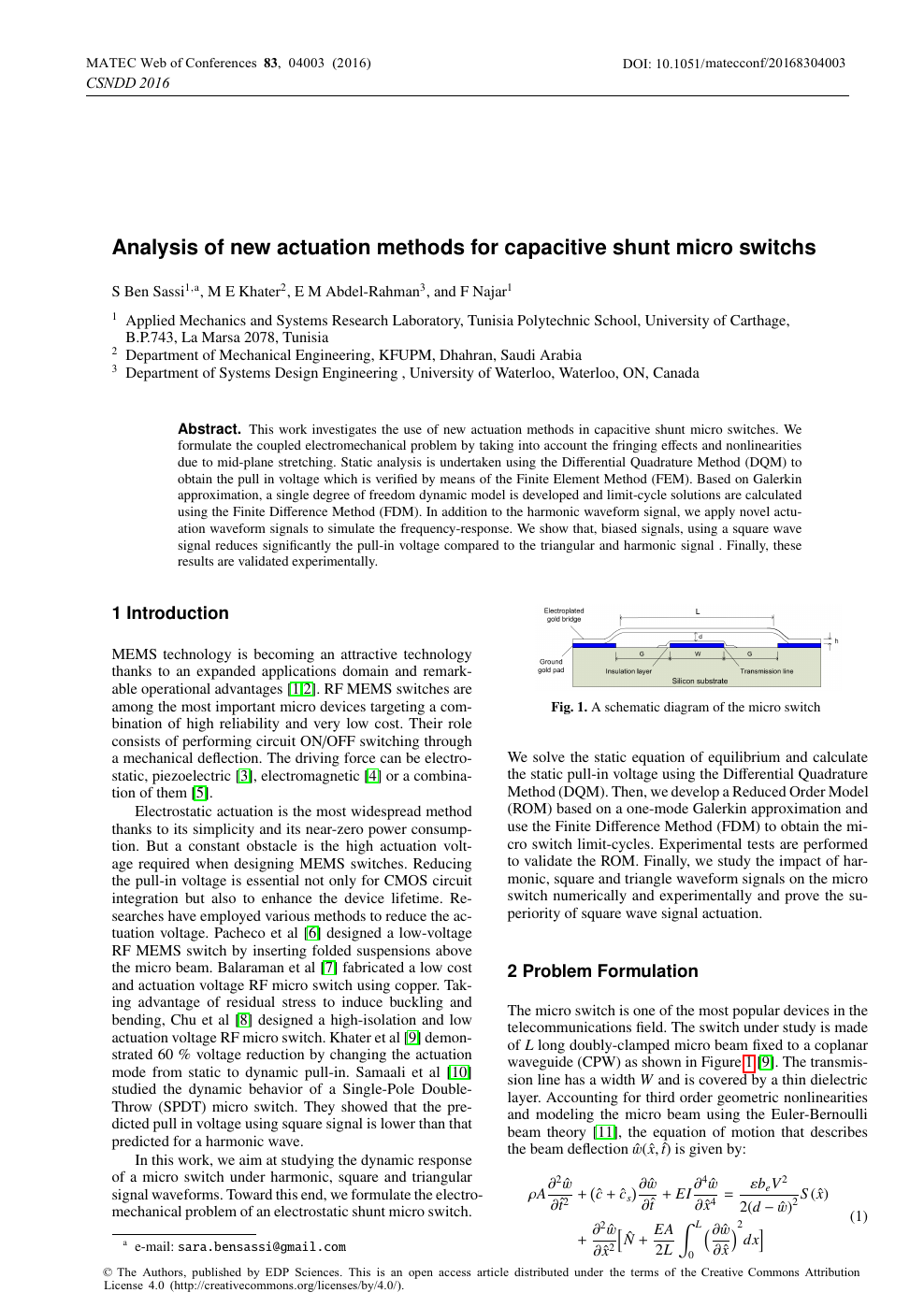 Analysis Of New Actuation Methods For Capacitive Shunt Micro Switchs Topic Of Research Paper In Materials Engineering Download Scholarly Article Pdf And Read For Free On Cyberleninka Open Science Hub