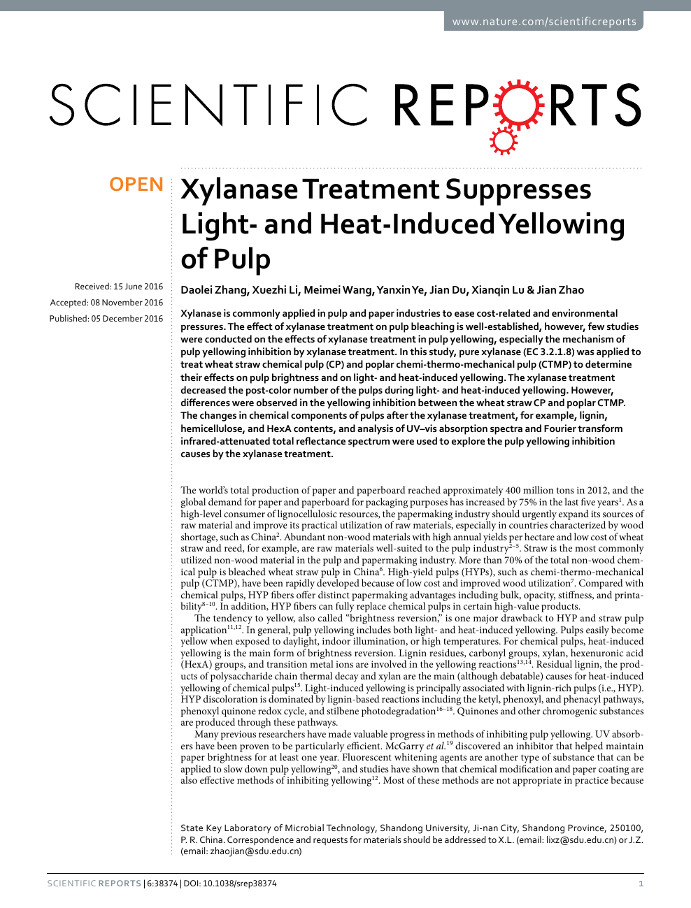 Xylanase Treatment Suppresses Light And Heat Induced Yellowing Of Pulp Topic Of Research Paper In Chemical Sciences Download Scholarly Article Pdf And Read For Free On Cyberleninka Open Science Hub
