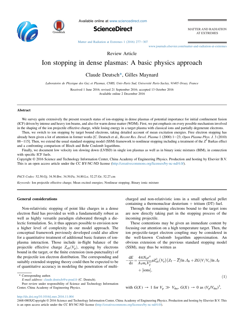 Ion Stopping In Dense Plasmas A Basic Physics Approach Topic Of Research Paper In Physical Sciences Download Scholarly Article Pdf And Read For Free On Cyberleninka Open Science Hub
