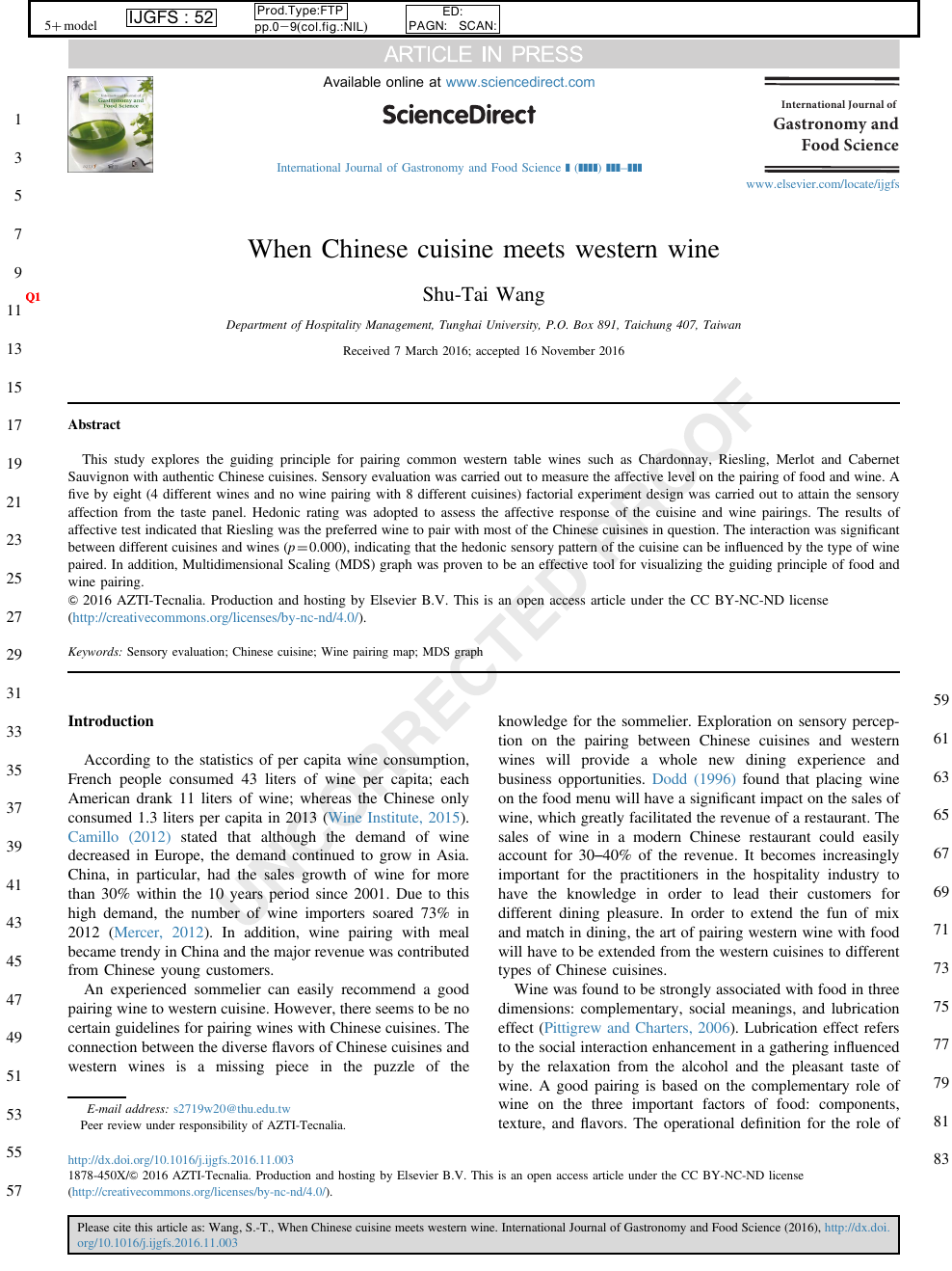 When Chinese Cuisine Meets Western Wine Topic Of Research Paper In Agriculture Forestry And Fisheries Download Scholarly Article Pdf And Read For Free On Cyberleninka Open Science Hub