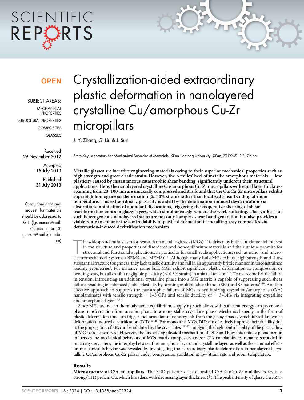 Crystallization Aided Extraordinary Plastic Deformation In Nanolayered Crystalline Cu Amorphous Cu Zr Micropillars Topic Of Research Paper In Materials Engineering Download Scholarly Article Pdf And Read For Free On Cyberleninka Open Science Hub