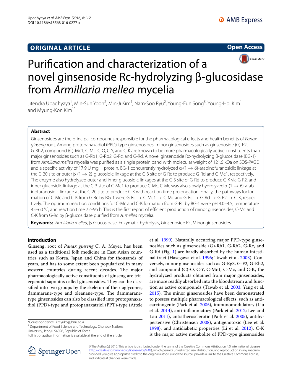 Purification And Characterization Of A Novel Ginsenoside Rc Hydrolyzing B Glucosidase From Armillaria Mellea Mycelia Topic Of Research Paper In Biological Sciences Download Scholarly Article Pdf And Read For Free On Cyberleninka Open