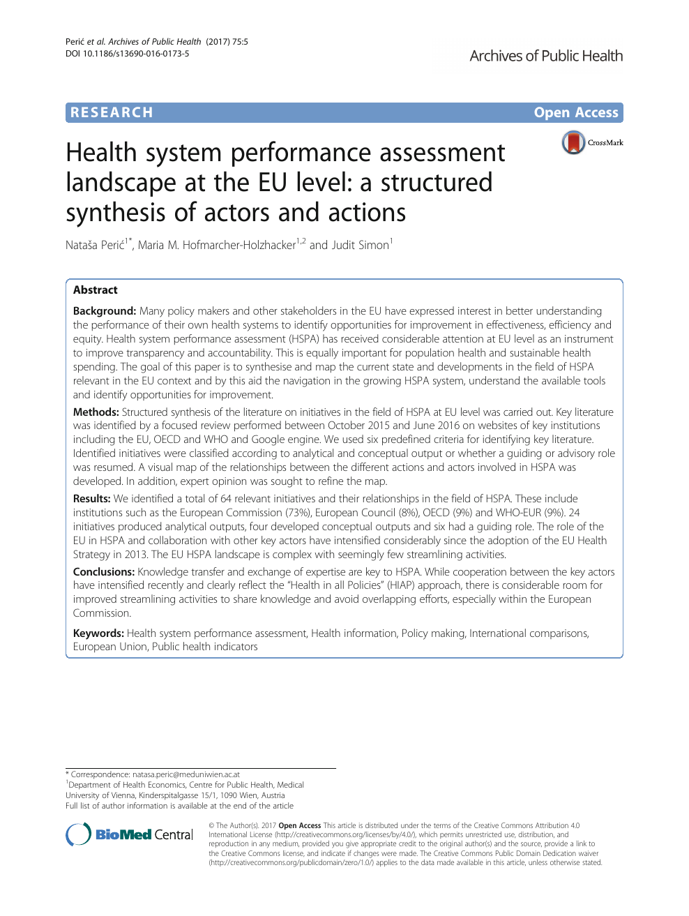 Health System Performance Assessment Landscape At The Eu Level A
