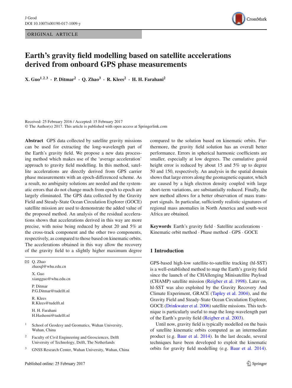 Earth S Gravity Field Modelling Based On Satellite Accelerations Derived From Onboard Gps Phase Measurements Topic Of Research Paper In Physical Sciences Download Scholarly Article Pdf And Read For Free On Cyberleninka