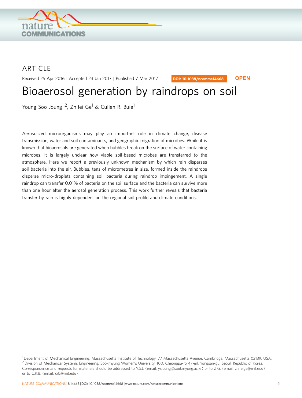 Bioaerosol Generation By Raindrops On Soil Topic Of Research Paper In Nano Technology Download Scholarly Article Pdf And Read For Free On Cyberleninka Open Science Hub