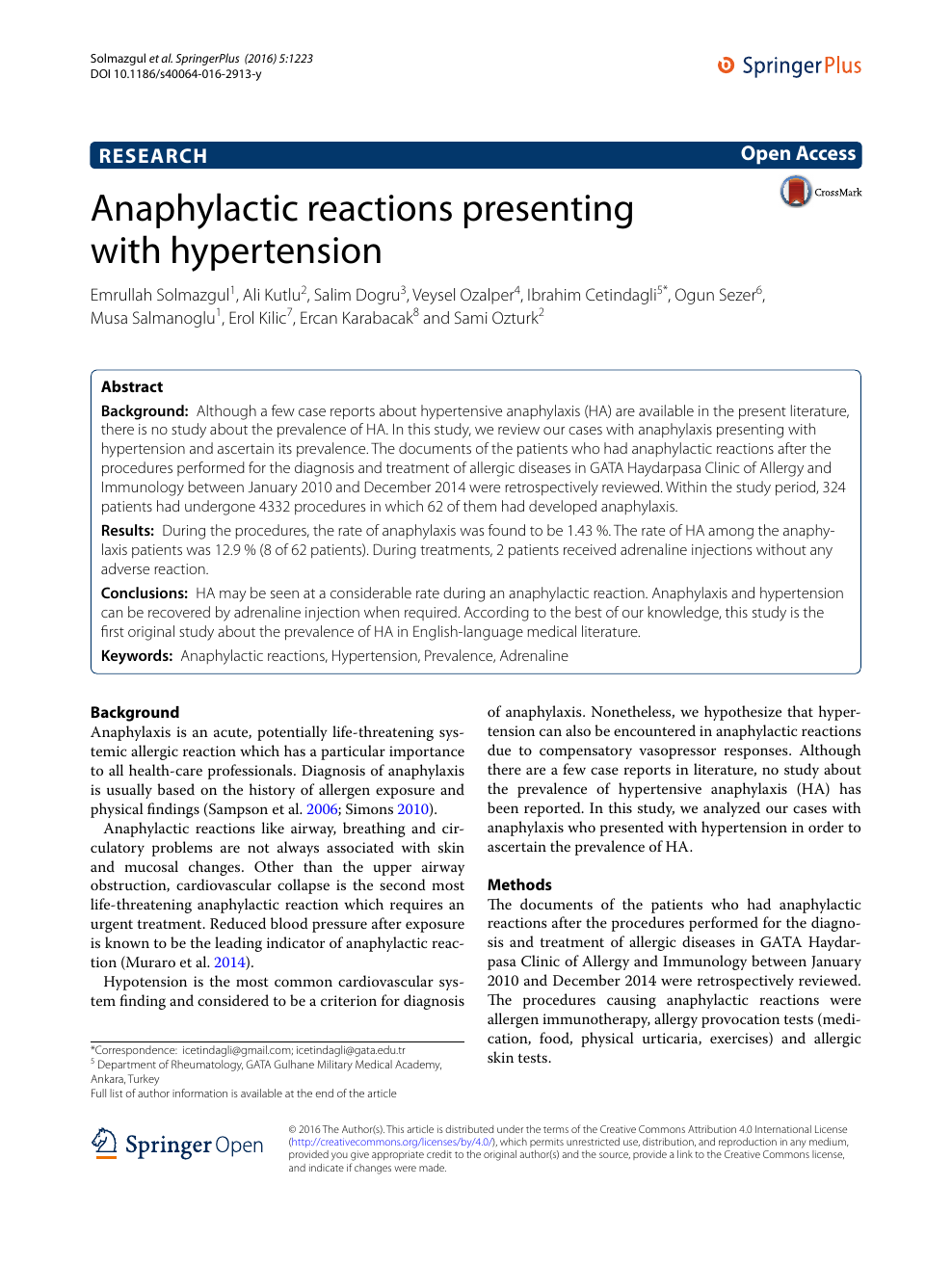 Anaphylactic Reactions Presenting With Hypertension Topic Of Research Paper In Clinical Medicine Download Scholarly Article Pdf And Read For Free On Cyberleninka Open Science Hub