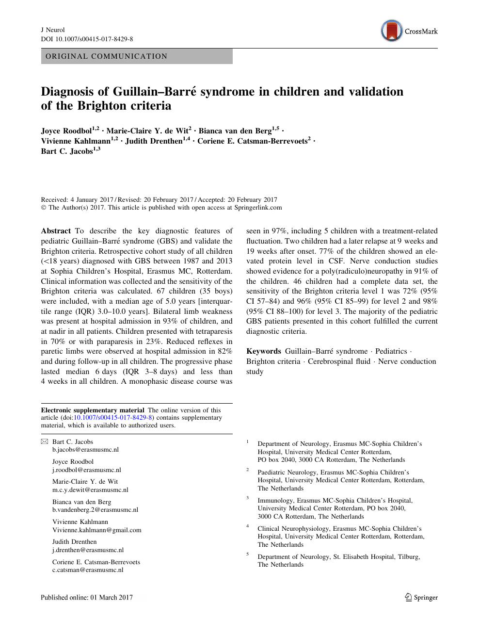 Diagnosis Of Guillain Barre Syndrome In Children And Validation Of The Brighton Criteria Topic Of Research Paper In Clinical Medicine Download Scholarly Article Pdf And Read For Free On Cyberleninka Open Science