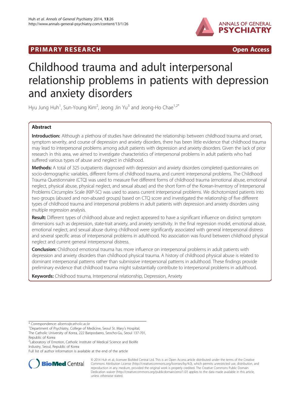 Childhood Trauma And Adult Interpersonal Relationship Problems In Patients With Depression And Anxiety Disorders Topic Of Research Paper In Clinical Medicine Download Scholarly Article Pdf And Read For Free On Cyberleninka