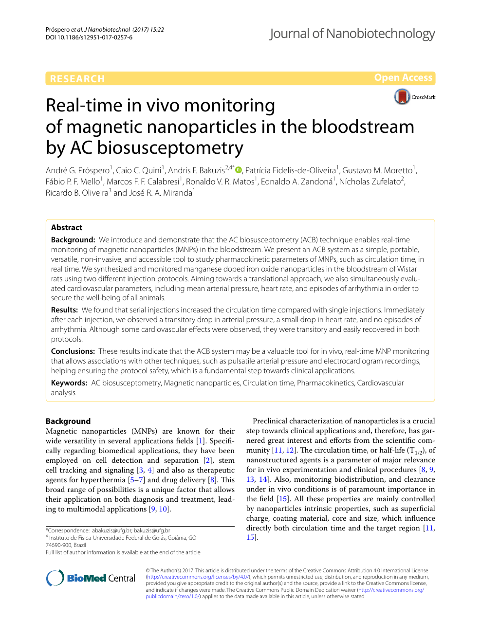Real Time In Vivo Monitoring Of Magnetic Nanoparticles In The Bloodstream By Ac Biosusceptometry Topic Of Research Paper In Nano Technology Download Scholarly Article Pdf And Read For Free On Cyberleninka Open Science