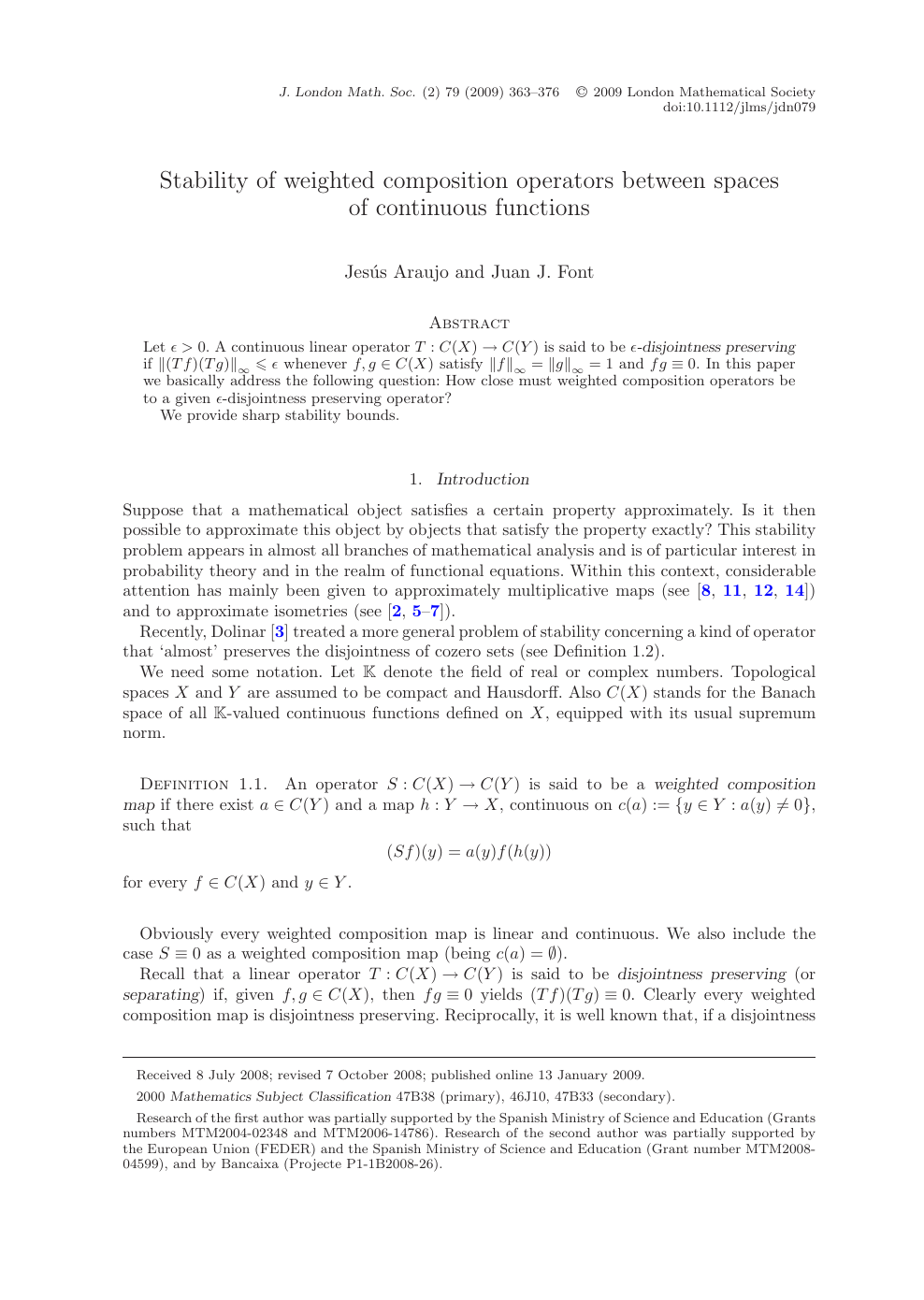 Stability Of Weighted Composition Operators Between Spaces Of Continuous Functions Topic Of Research Paper In Mathematics Download Scholarly Article Pdf And Read For Free On Cyberleninka Open Science Hub