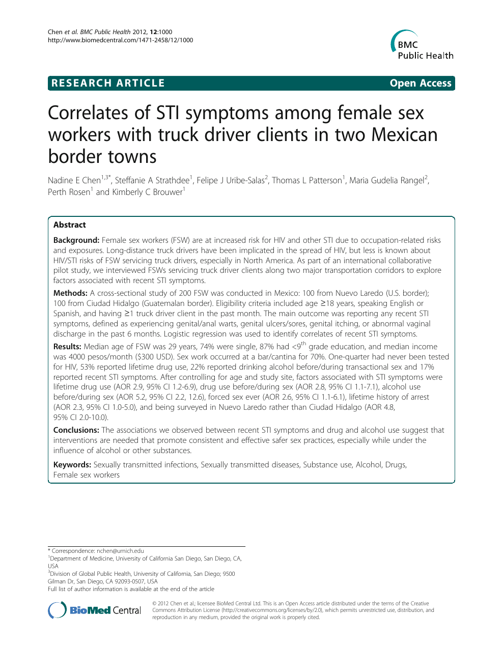 Correlates Of Sti Symptoms Among Female Sex Workers With Truck