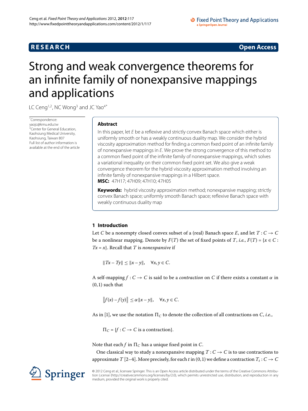 Strong And Weak Convergence Theorems For An Infinite Family Of Nonexpansive Mappings And Applications Topic Of Research Paper In Mathematics Download Scholarly Article Pdf And Read For Free On Cyberleninka Open