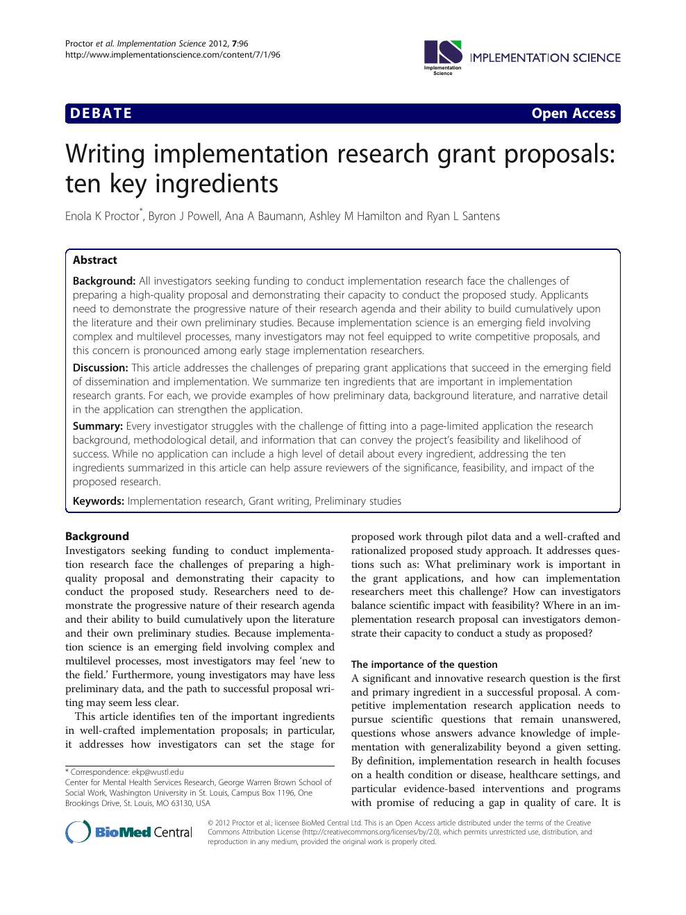 research grant writing