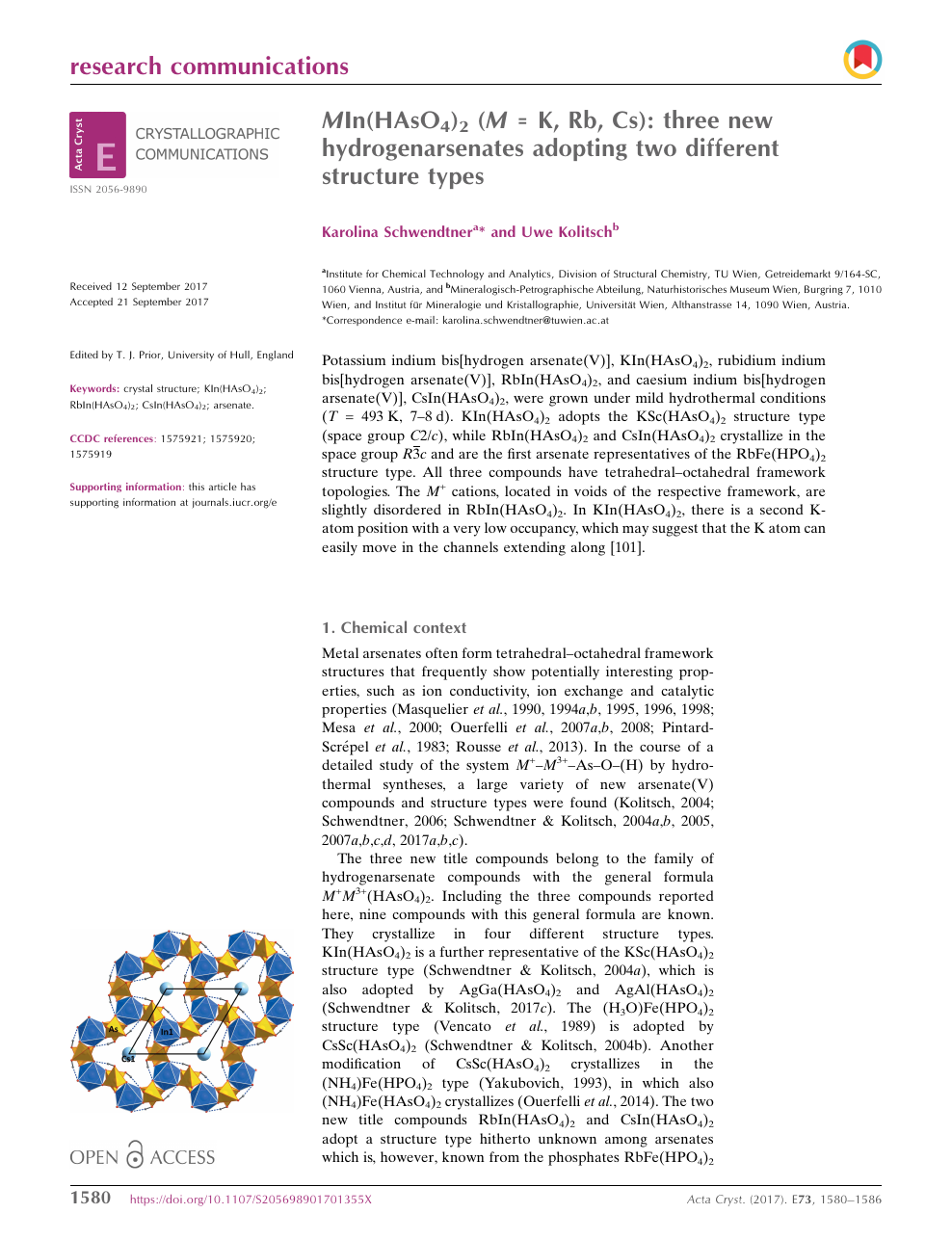 Min Haso4 2 M K Rb Cs Three New Hydrogenarsenates Adopting Two Different Structure Types Topic Of Research Paper In Chemical Sciences Download Scholarly Article Pdf And Read For Free On Cyberleninka