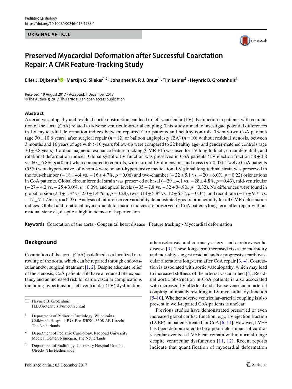 Preserved Myocardial Deformation After Successful Coarctation Repair A Cmr Feature Tracking Study Topic Of Research Paper In Clinical Medicine Download Scholarly Article Pdf And Read For Free On Cyberleninka Open Science Hub