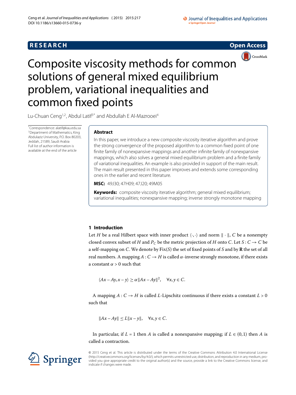 Composite Viscosity Methods For Common Solutions Of General Mixed Equilibrium Problem Variational Inequalities And Common Fixed Points Topic Of Research Paper In Mathematics Download Scholarly Article Pdf And Read For Free