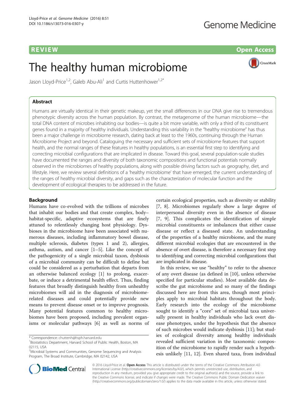 The Healthy Human Microbiome Topic Of Research Paper In