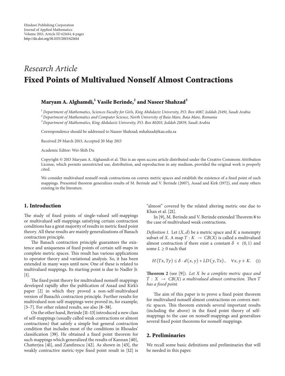 Fixed Points Of Multivalued Nonself Almost Contractions Topic Of Research Paper In Mathematics Download Scholarly Article Pdf And Read For Free On Cyberleninka Open Science Hub