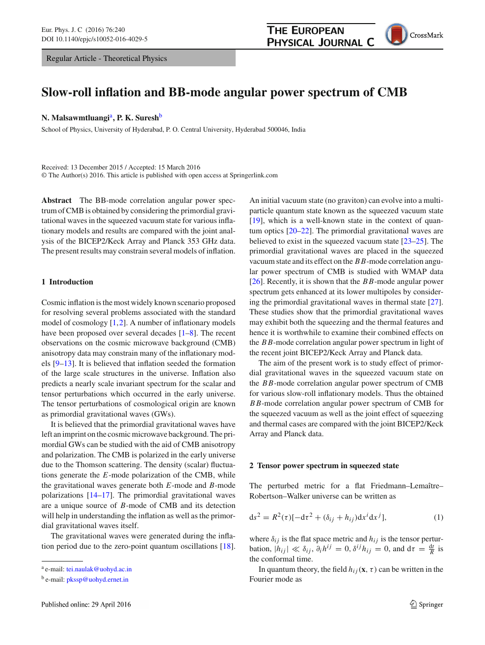 Slow Roll Inflation And Mode Angular Power Spectrum Of Cmb Topic Of Research Paper In Physical Sciences Download Scholarly Article Pdf And Read For Free On Cyberleninka Open Science Hub