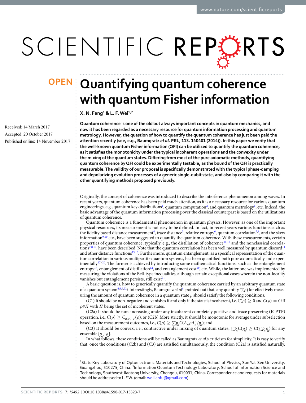 Quantifying Quantum Coherence With Quantum Fisher Information Topic Of Research Paper In Nano Technology Download Scholarly Article Pdf And Read For Free On Cyberleninka Open Science Hub