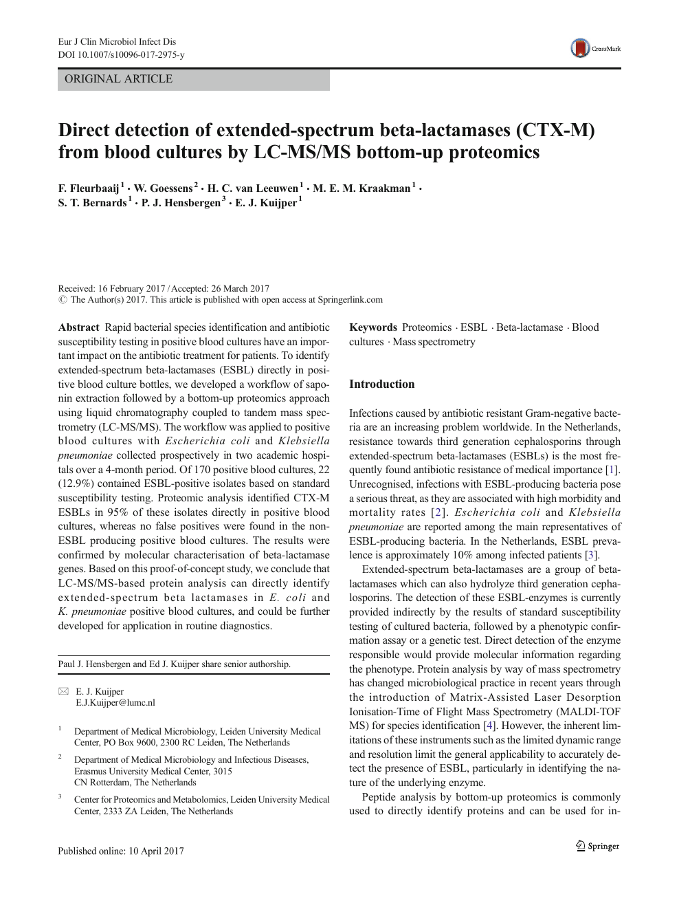 Direct Detection Of Extended Spectrum Beta Lactamases Ctx M From Blood Cultures By Lc Ms Ms Bottom Up Proteomics Topic Of Research Paper In Veterinary Science Download Scholarly Article Pdf And Read For Free On Cyberleninka Open