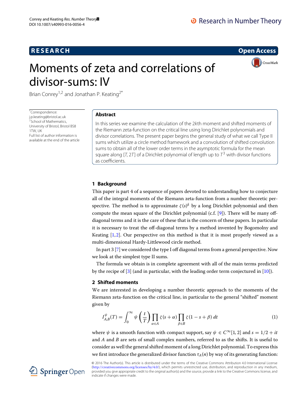 Moments Of Zeta And Correlations Of Divisor Sums Iv Topic Of Research Paper In Physical Sciences Download Scholarly Article Pdf And Read For Free On Cyberleninka Open Science Hub